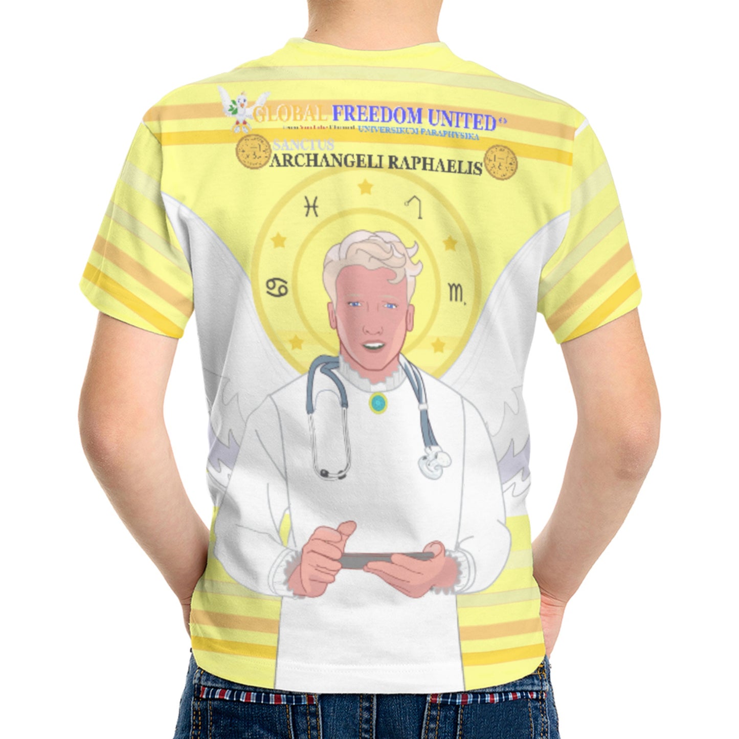 Kid´s T-shirt Global Freedom United© Archangel Rafael Old Latin Yellow