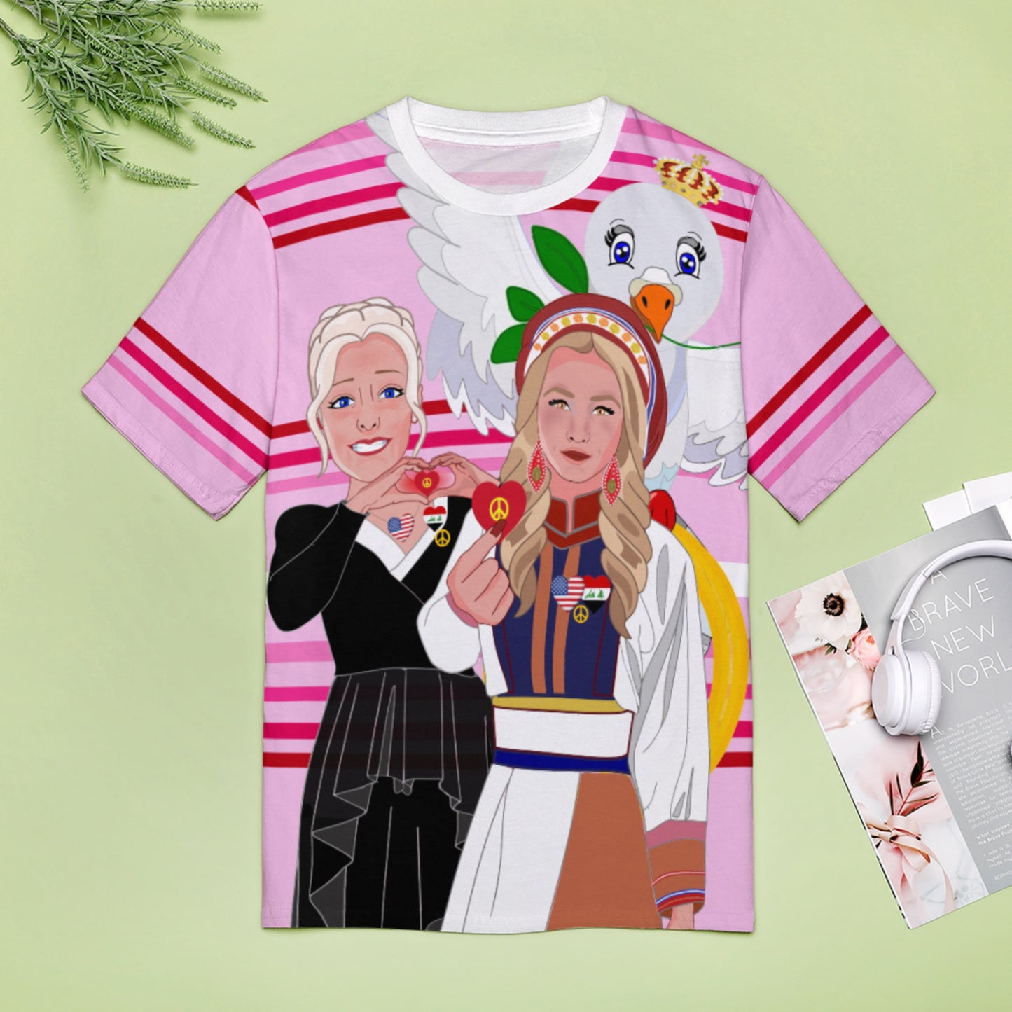 Women´s T-Shirt 3 GLOBAL FREEDOM UNITED© Women Iraq & USA Pink1