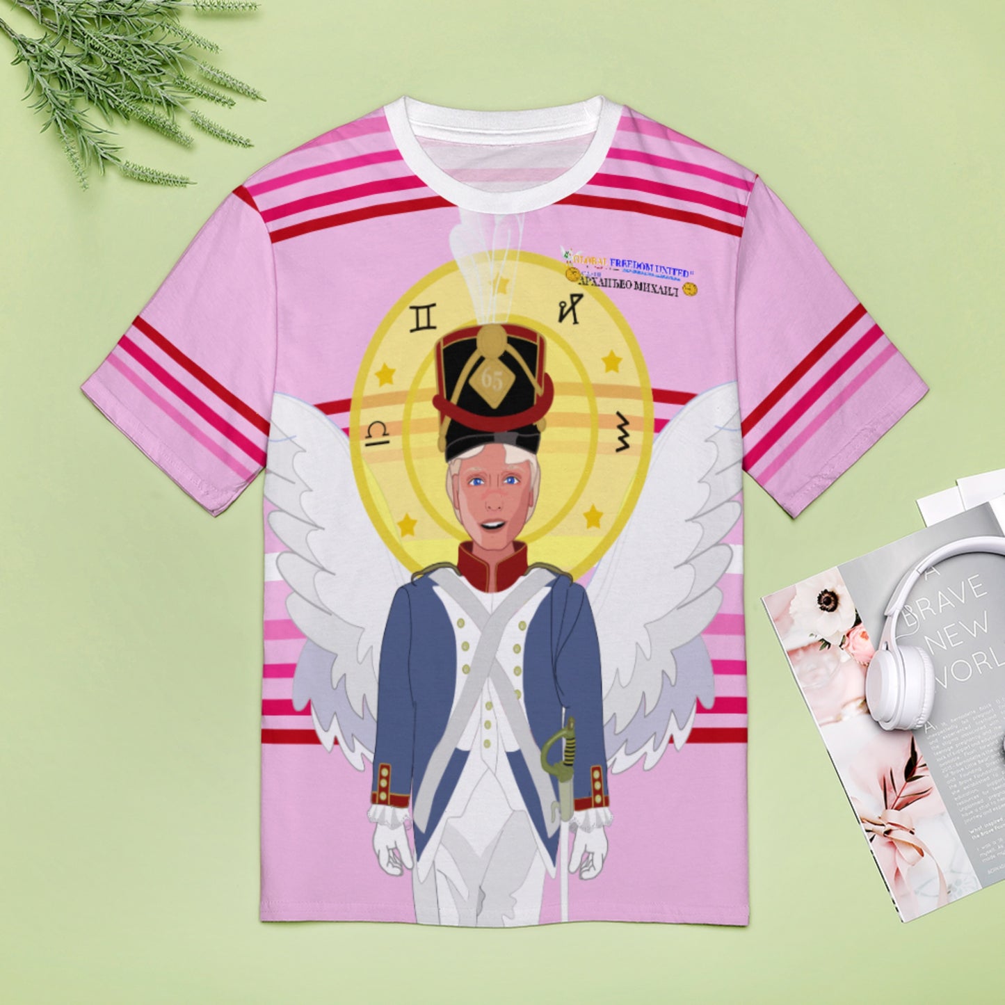 Women´s T-shirt  GLOBAL FREEDOM UNITED© Archangel Michael Serbia V3 Pink1