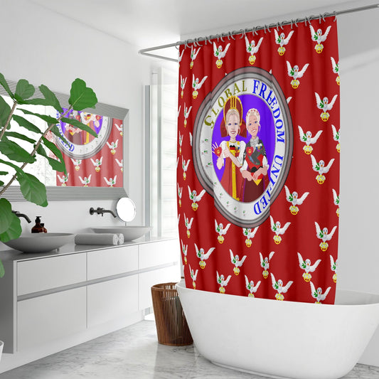 GLOBAL FREEDOM UNITED© WOMEN RUSSIA & GERMANY OLD PEACE RED Quick-drying Shower Curtain
