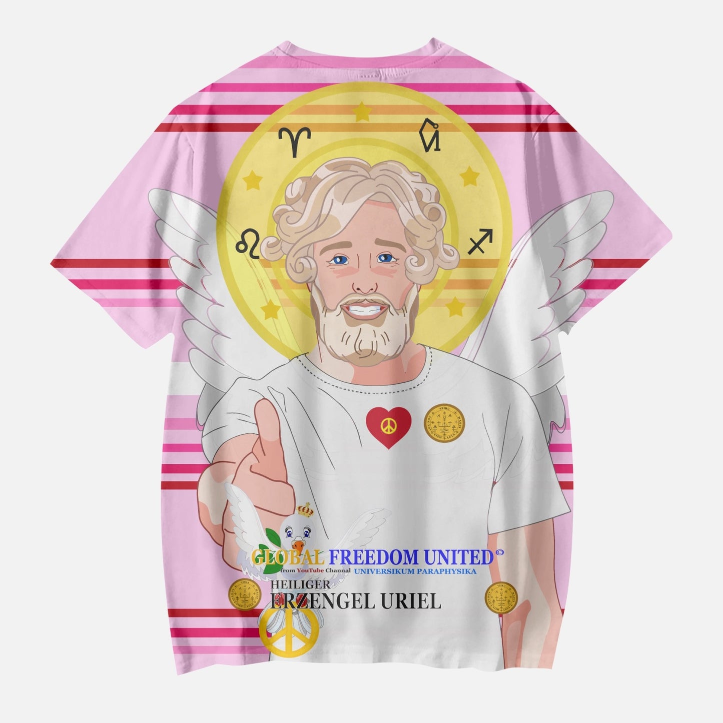 AOP Kids' Short T-Shirts GLOBAL FREEDOM UNITED ARCHANGEL URIEL GERMAN PINK2