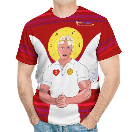 Men´s T-shirt  GLOBAL FREEDOM UNITED© Archangel Michael In Latin V2 Red