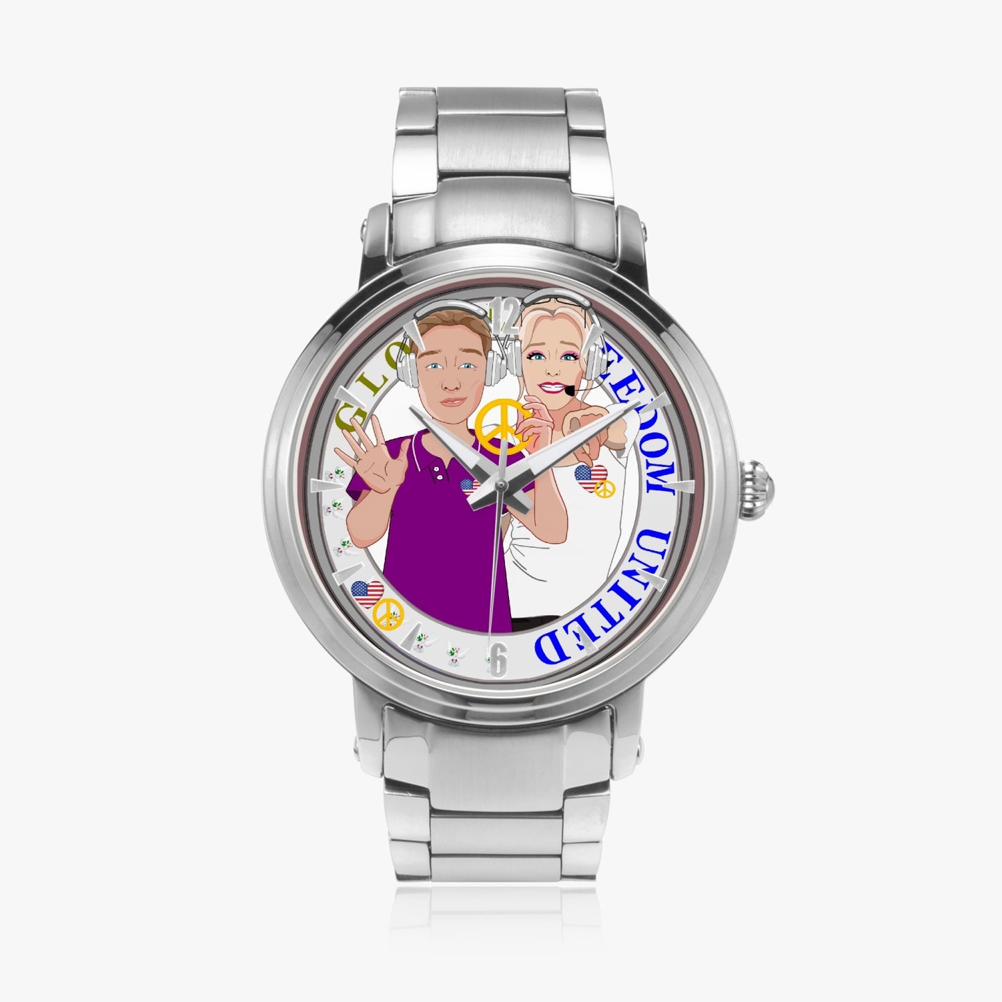 GLOBAL FREEDOM UNITED© Wight American - New Steel Strap Automatic Watch (With Indicators)