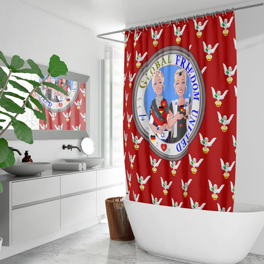 GLOBAL FREEDOM UNITED© WOMEN ISRAEL & GERMANY RED Quick-drying Shower Curtain