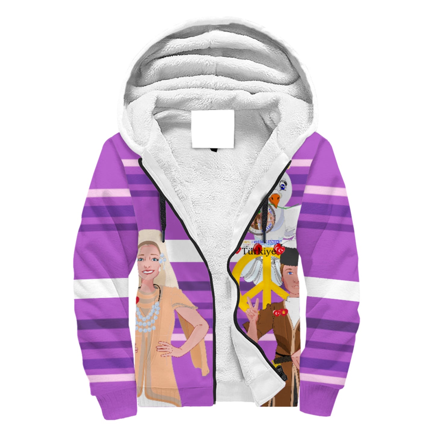 Plush Hoodie GLOBAL FREEDOM UNITED© Couple Turkey Lilac