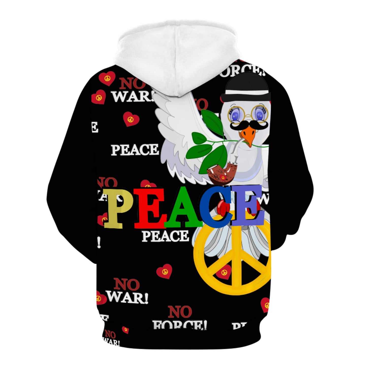 Men´s Hoodie GLOBAL FREEDOM UNITED© Dove Of Peace V1 Black