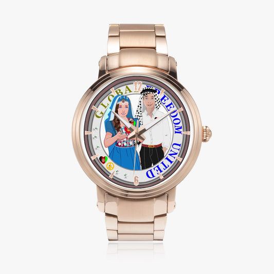 GLOBAL FREEDOM UNITED© Couple Afghanistan New Steel Strap Automatic Watch (With Indicators)
