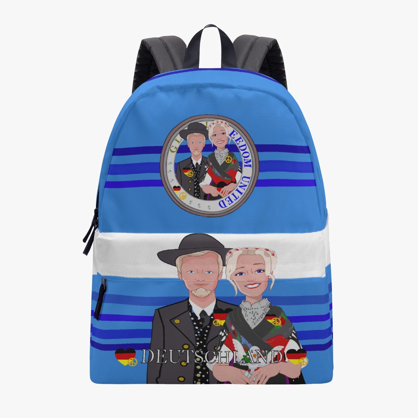All-over-print Canvas Backpack GLOBAL FREEDOM UNITED COUPLE EDITION GERMANY V1 DEEP BLUE