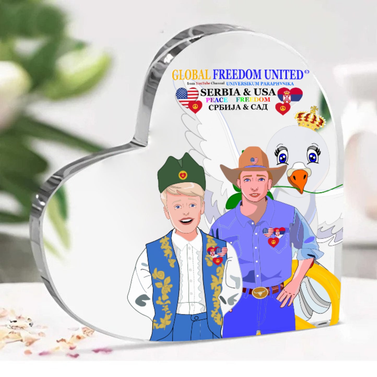 Acryl Heart Mouse Pad GLOBAL FREEDOM UNITED© Men Serbia & USA