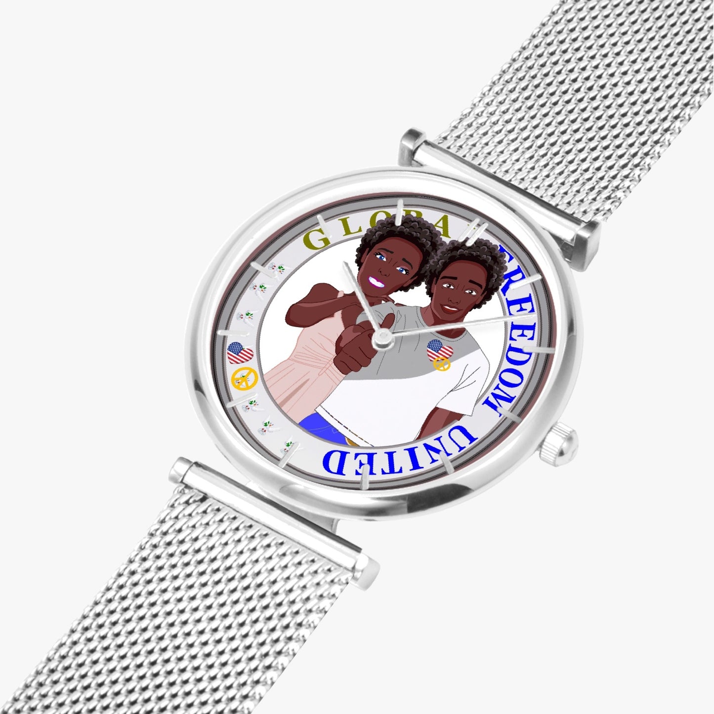GLOBAL FREEDOM UNITED© Afro American - New Stylish Ultra-Thin Quartz Watch (With Indicators)