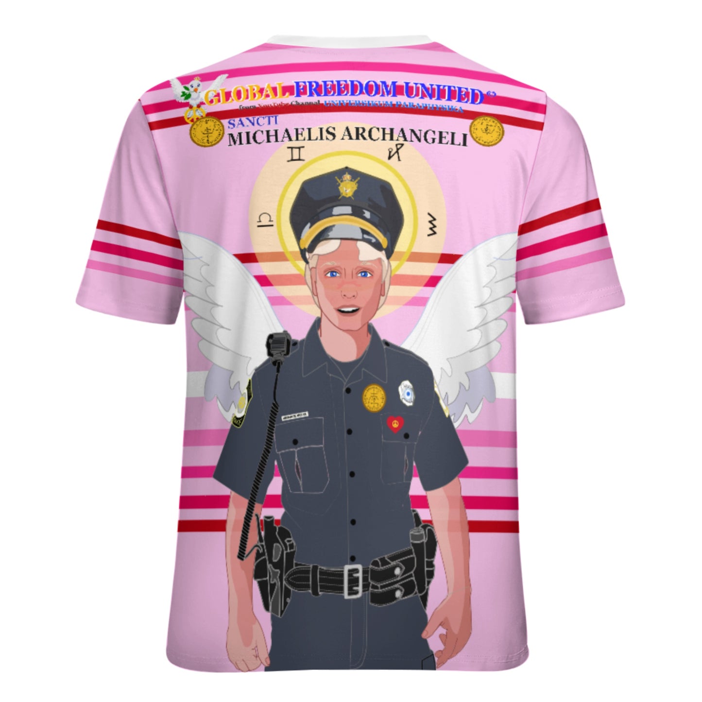 Women´s T-shirt  Global Freedom United© Archangel Michael In Latin V4 Pink1