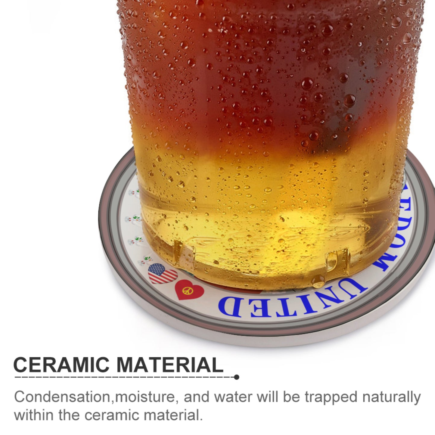 Ceramic Coasters GLOBAL FREEDOM UNITED© Jesus Is A Hero Veteran For Us American Soldiers