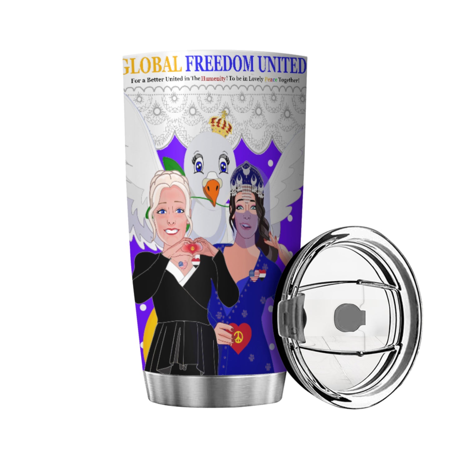 Tumbler GLOBAL FREEDOM UNITED© Women Yemen & USA Lilac2