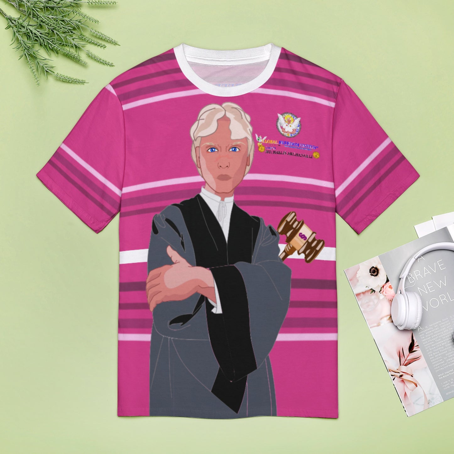 Women´s T-shirt  Global Freedom United© Archangel Michael In Latin V5 Pink2