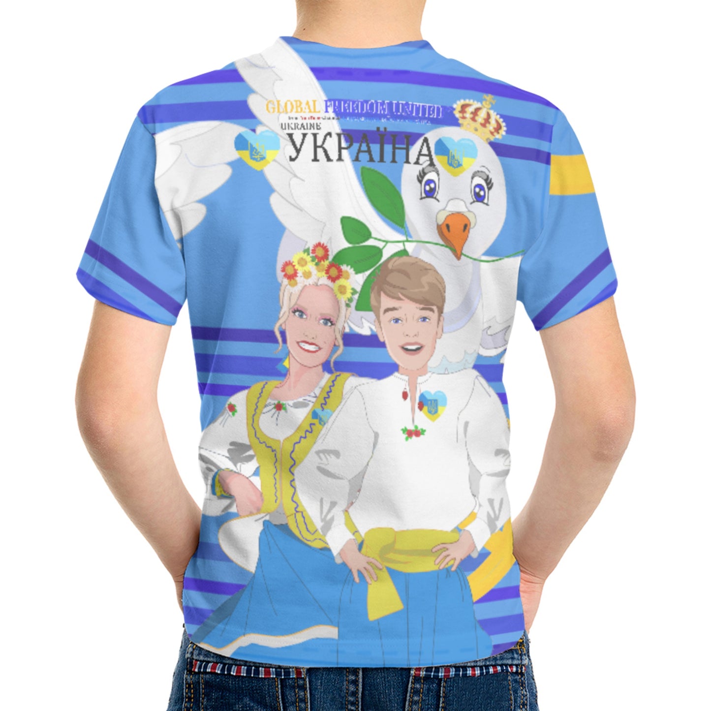 Kid´s T-shirt GLOBAL FREEDOM UNITED© Couple Ukrain Deep Blue
