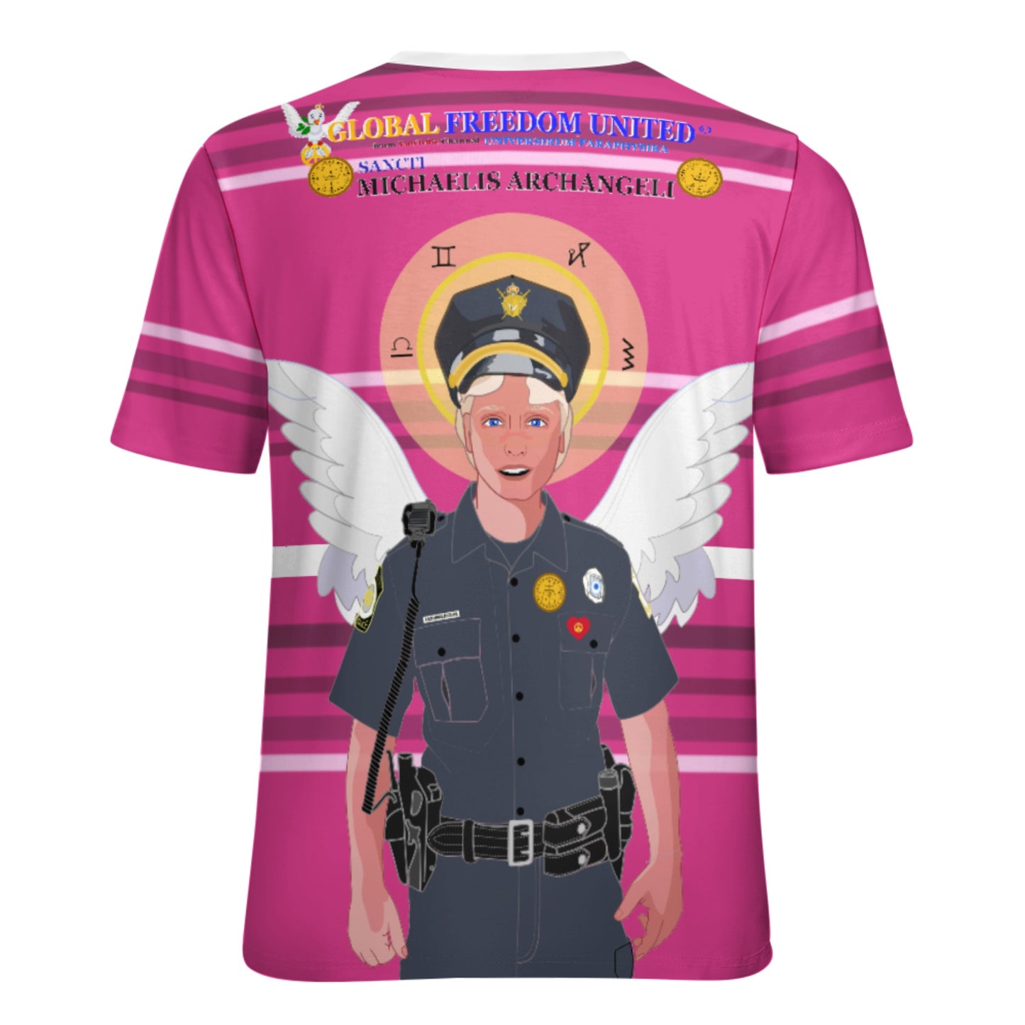 Women´s T-shirt  Global Freedom United© Archangel Michael In Latin V4 Pink2