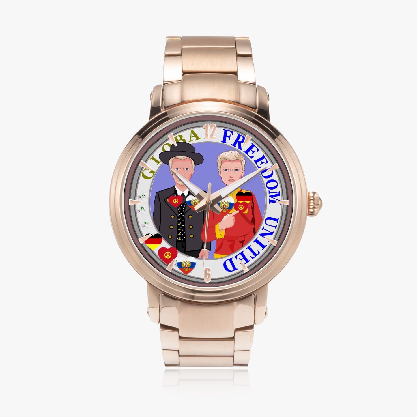 GLOBAL FREEDOM UNITED©  New Steel Strap Automatic Watch (With Indicators) Men Germany & Russia