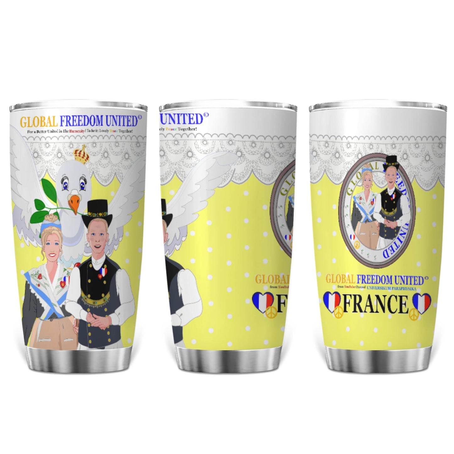 Tumbler GLOBAL FREEDOM UNITED© Couple French Yellow