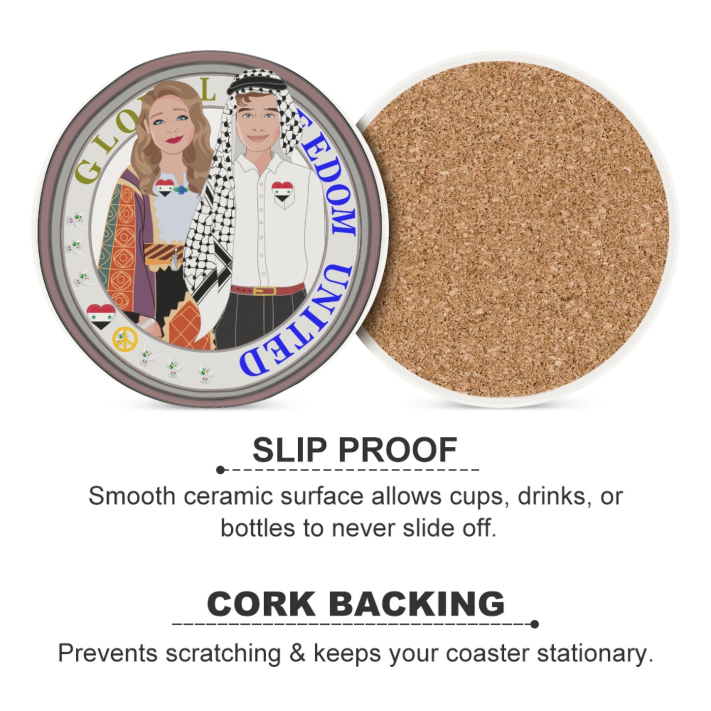 Ceramic Coasters GLOBAL FREEDOM UNITED© Couple Syria