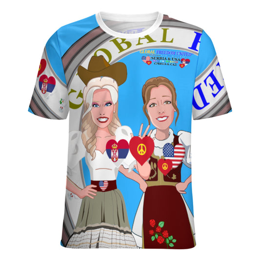 Women´s T-shirt 3 GLOBAL FREEDOM UNITED© Women Serbia & USA Blue