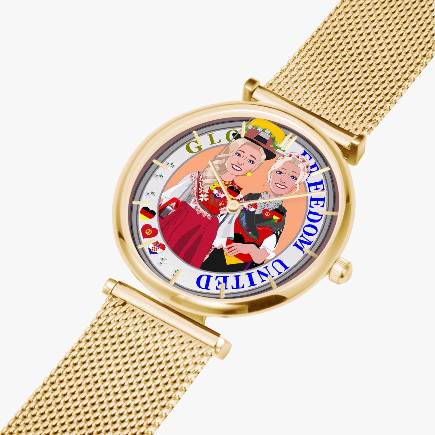 GLOBAL FREEDOM UNITED© New Stylish Ultra-Thin Quartz Watch (With Indicators) Women Croatia & Germany