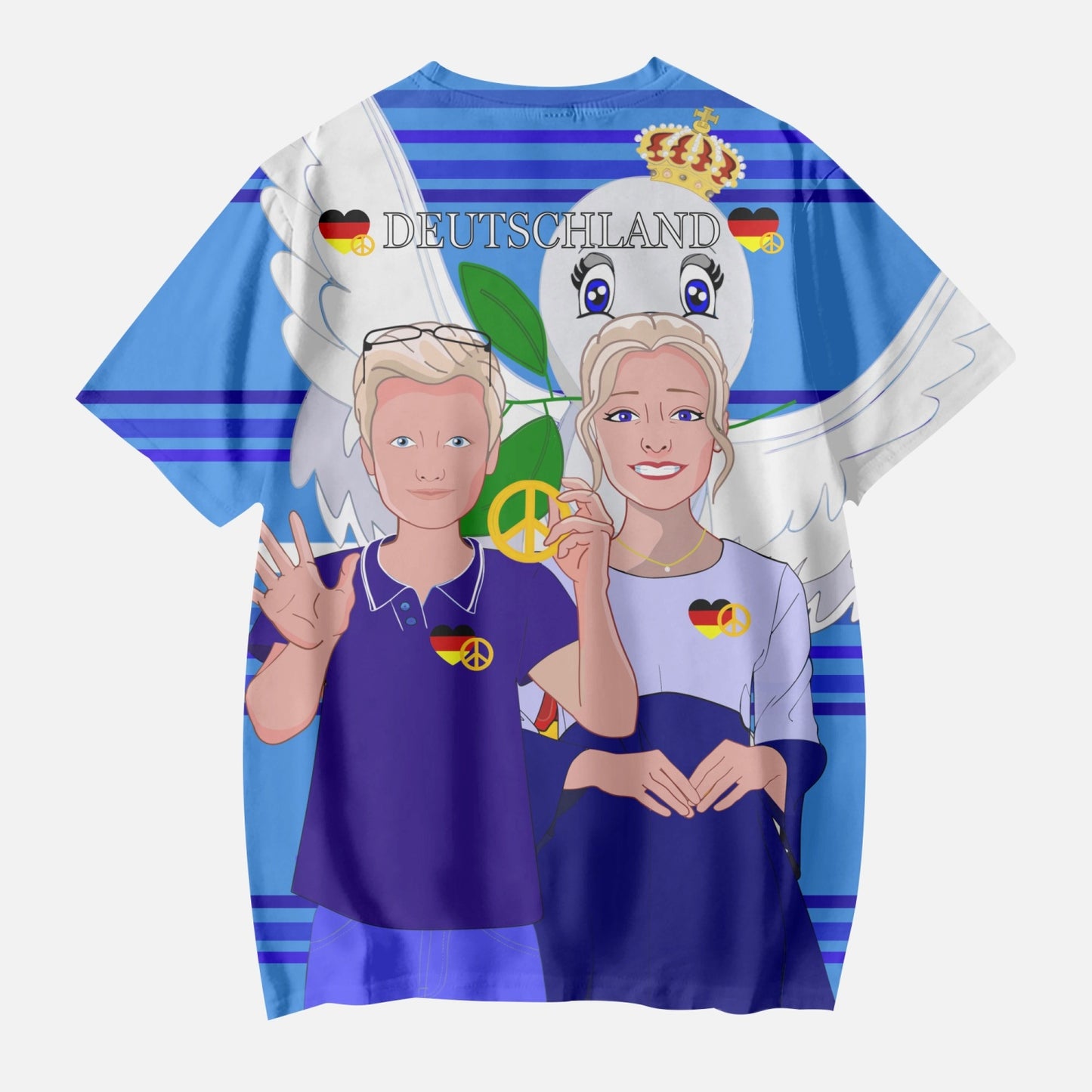 AOP Kids' Short T-Shirts GLOBAL FREEDOM UNITED COUPLE EDITION GERMANY V2 DEEP BLUE