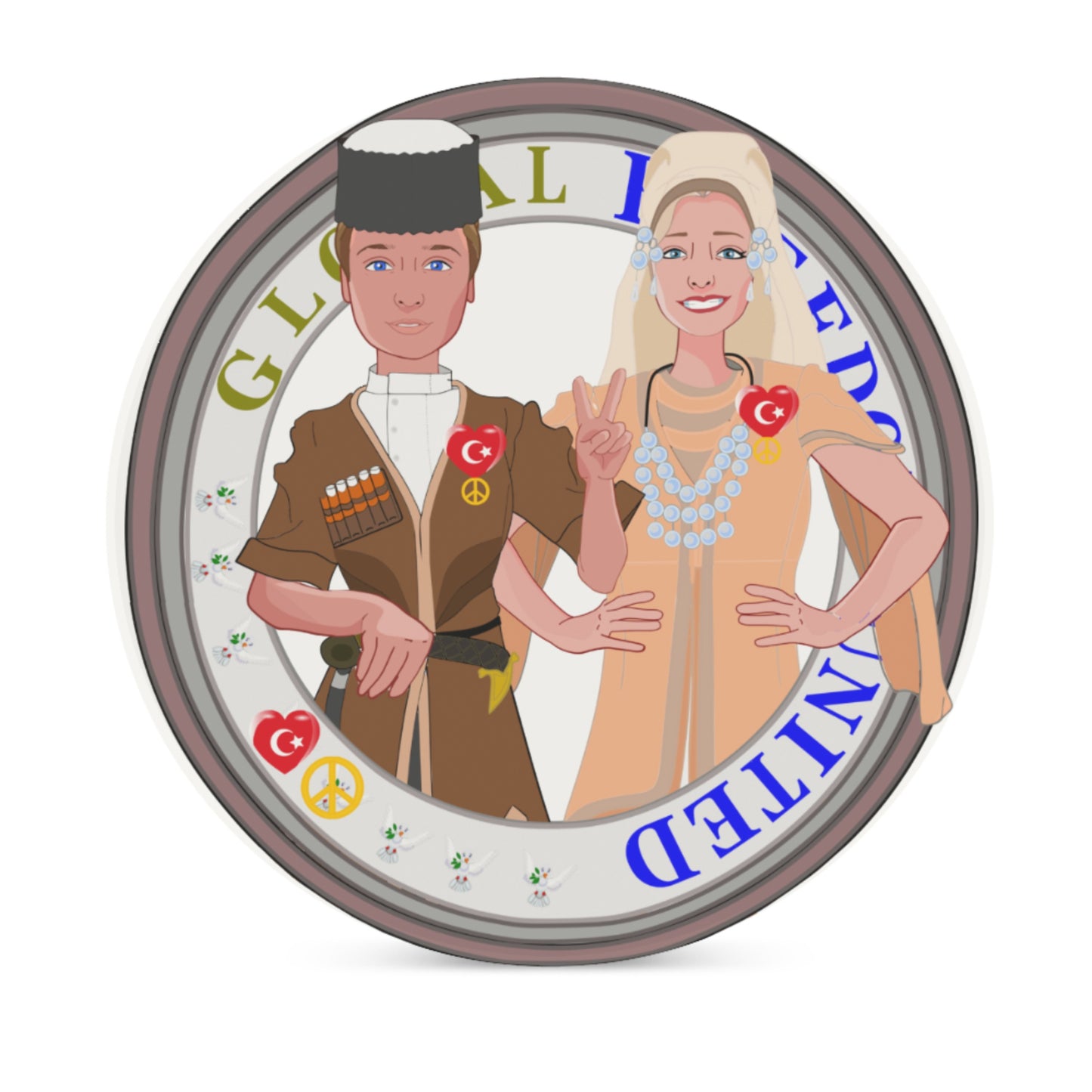 Ceramic Coasters GLOBAL FREEDOM UNITED© Couple Turkey