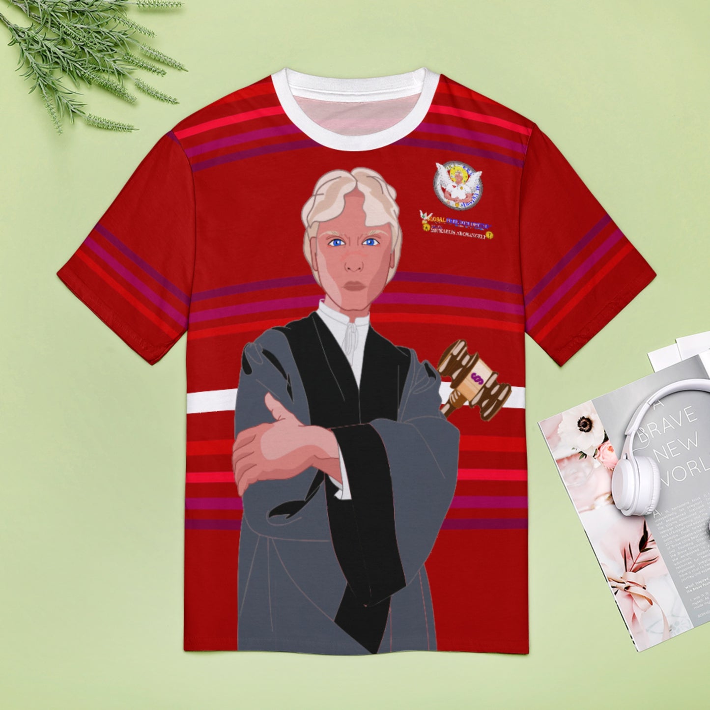 Women´s T-shirt  Global Freedom United© Archangel Michael In Latin V5 Red