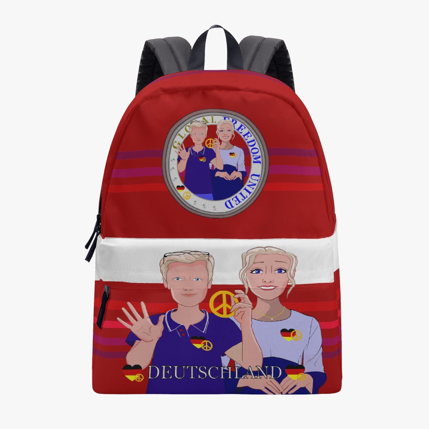 All-over-print Canvas Backpack GLOBAL FREEDOM UNITED COUPLE EDITION GERMANY V2 RED