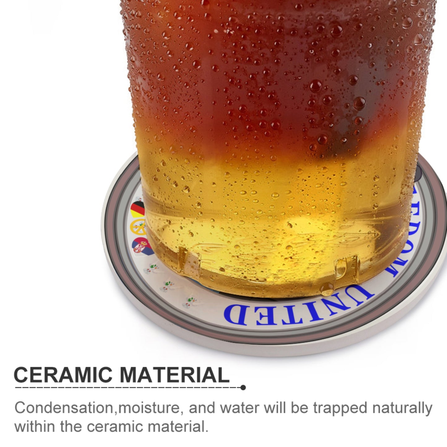 Ceramic Coasters GLOBAL FREEDOM UNITED© Men Serbia & Germany V2