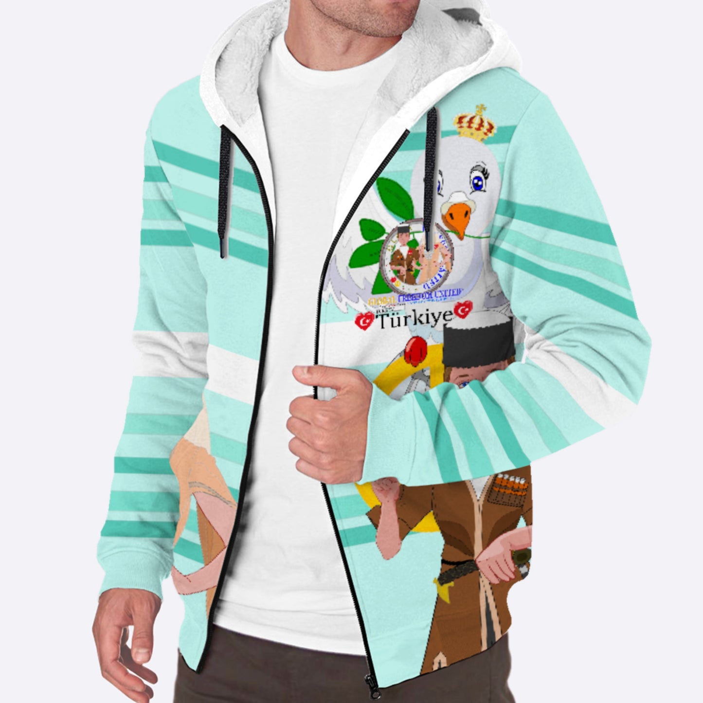 Plush Hoodie GLOBAL FREEDOM UNITED© Couple Turkey Light Green