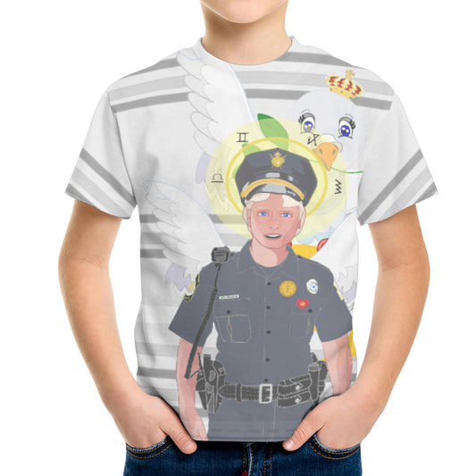 Childrens T-shirt GLOBAL FREEDOM UNITED© Archangel Michael As Policemen Grey