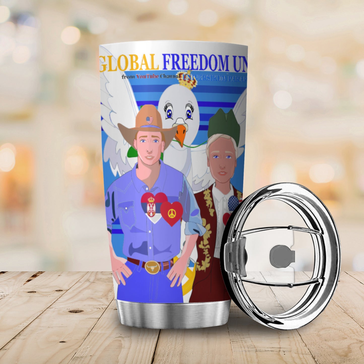 Tumbler GLOBAL FREEDOM UNITED© Men Serbia & USA Deep Blue