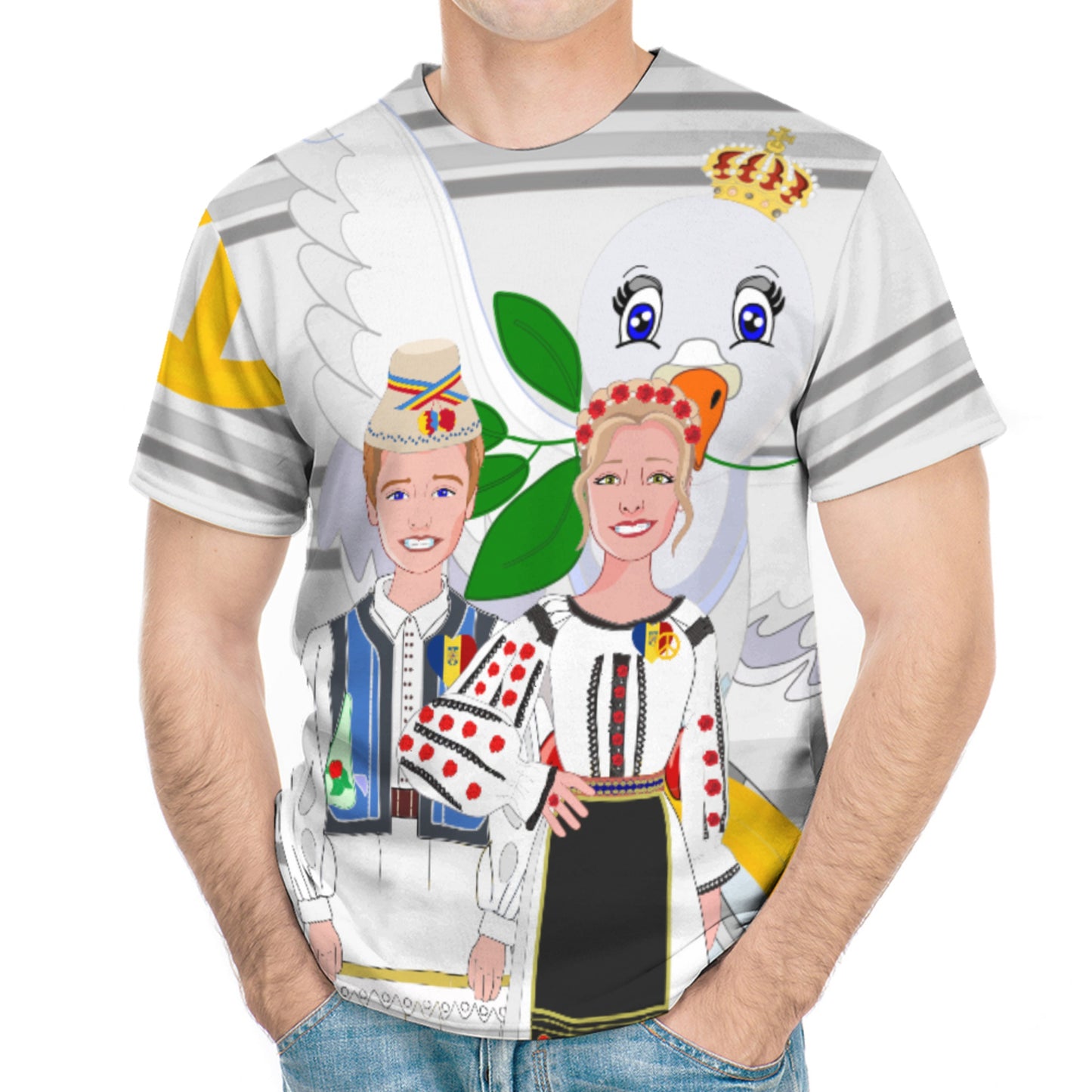 Men´s T-shirt GLOBAL FREEDOM UNITED© Couple Romania Grey