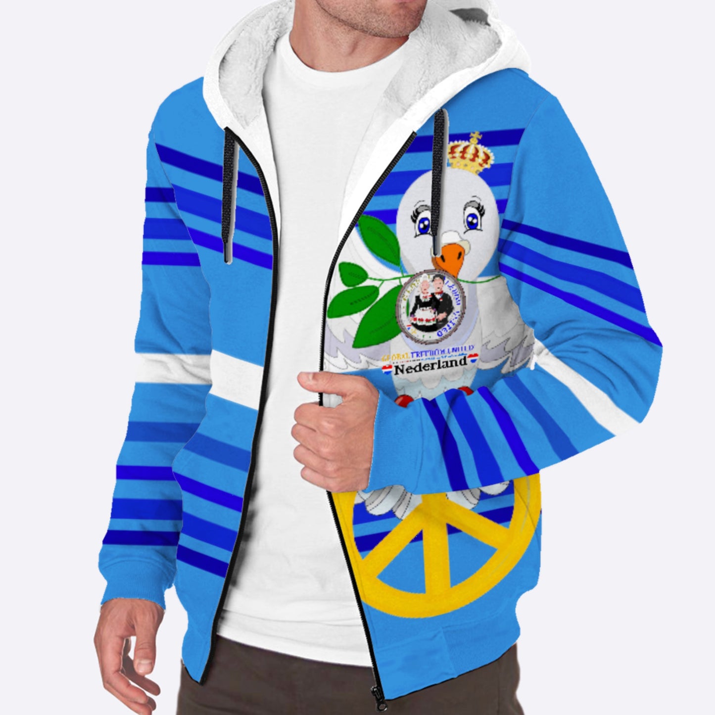 Plush Hoodie GLOBAL FREEDOM UNITED© Couple Nederland Deep Blue
