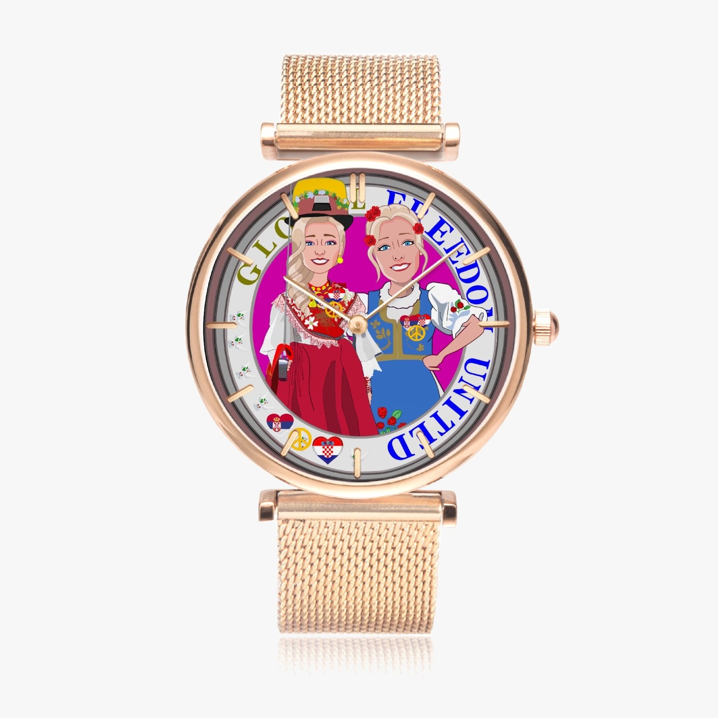 GLOBAL FREEDOM UNITED©  New Stylish Ultra-Thin Quartz Watch (With Indicators) Women Croatia & Serbia V1