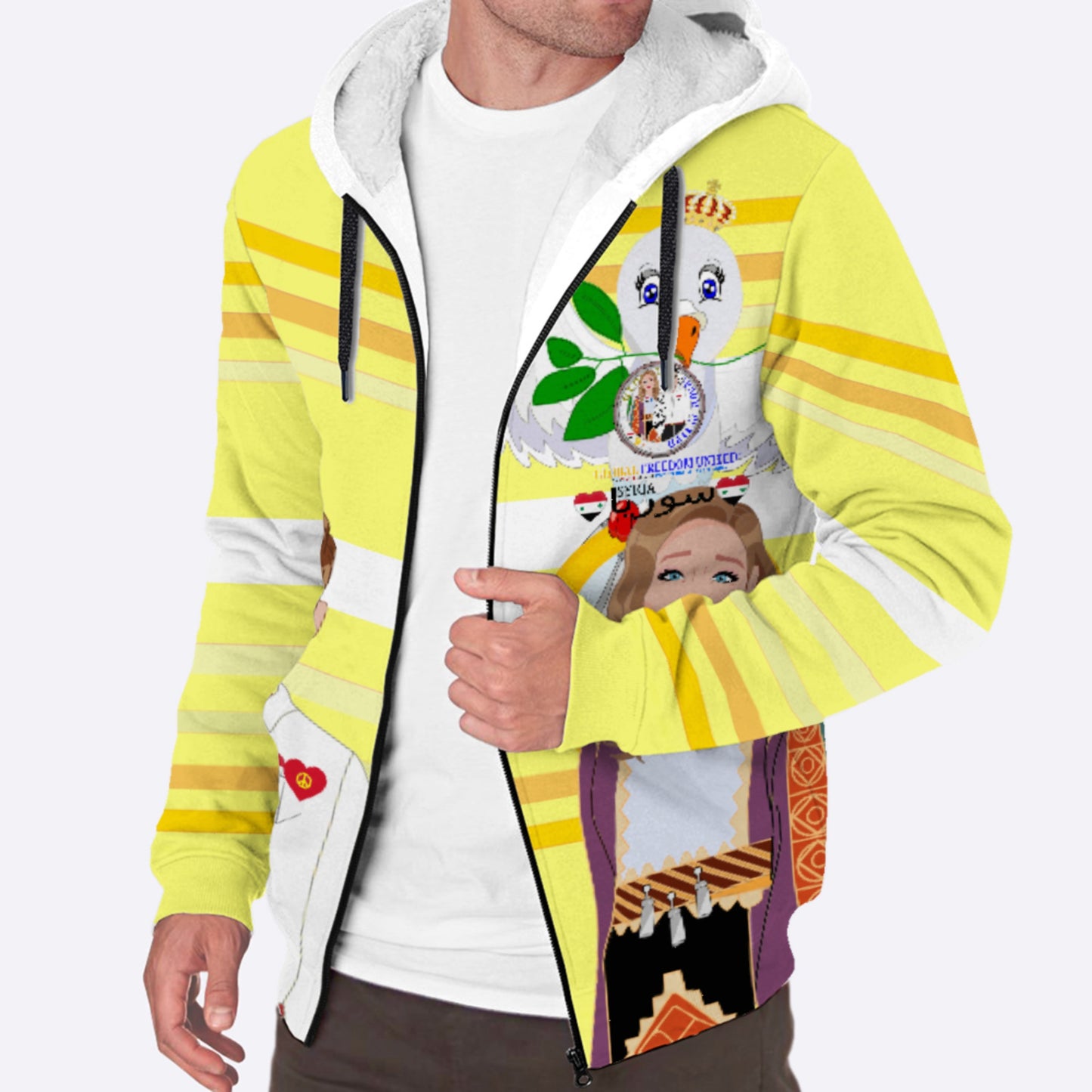 Plush Hoodie GLOBAL FREEDOM UNITED© Couple Syria Yellow