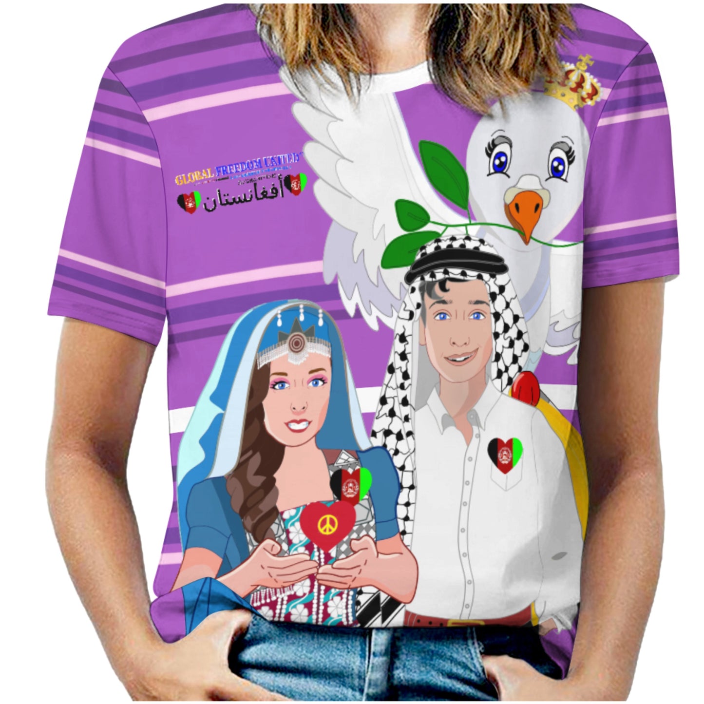 Women´s T-shirt 2 GLOBAL FREEDOM UNITED© Couple Afghanistan Lilac