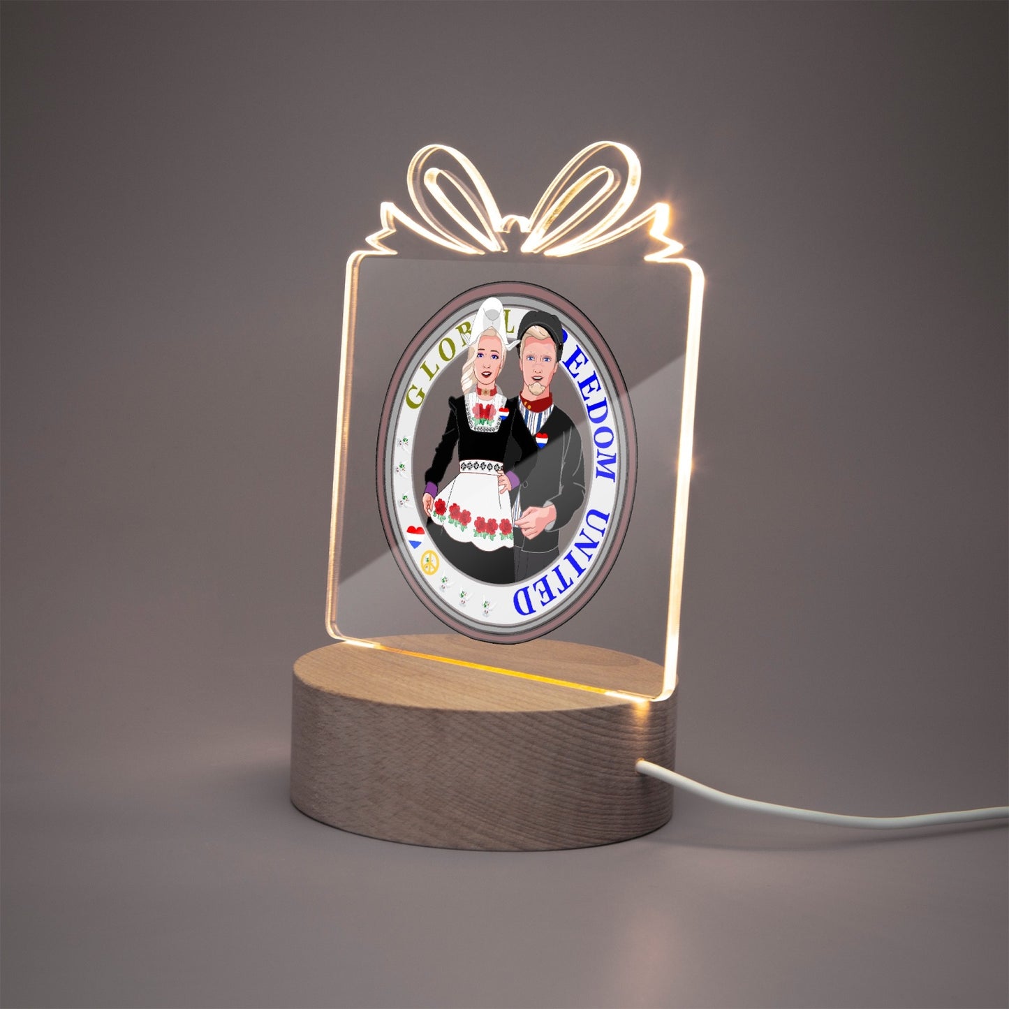 GLOBAL FREEDOM UNITED© Couple Nederland Acrylic Plaque with  Stand - Gift Shape