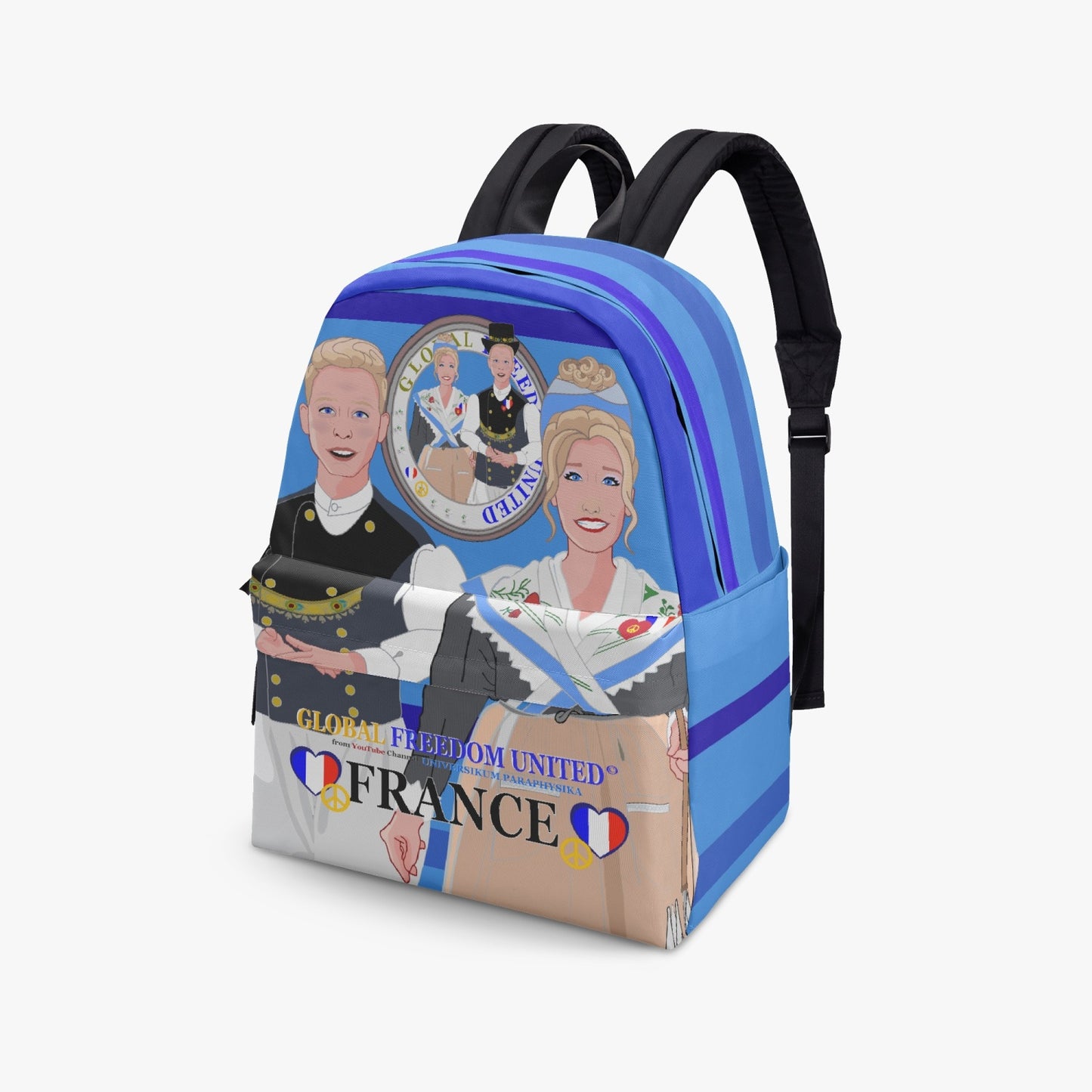 GLOBAL FREEDOM UNITED© Couple French Deep Blue - All-over-print Canvas Backpack