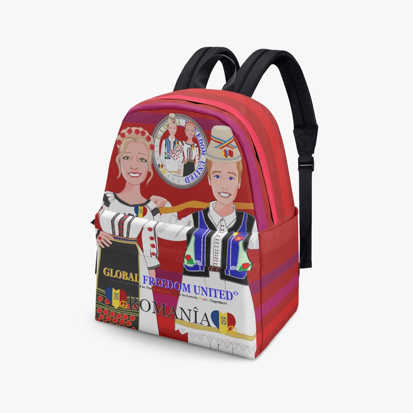 GLOBAL FREEDOM UNITED© Couple Romania Red - All-over-print Canvas Backpack