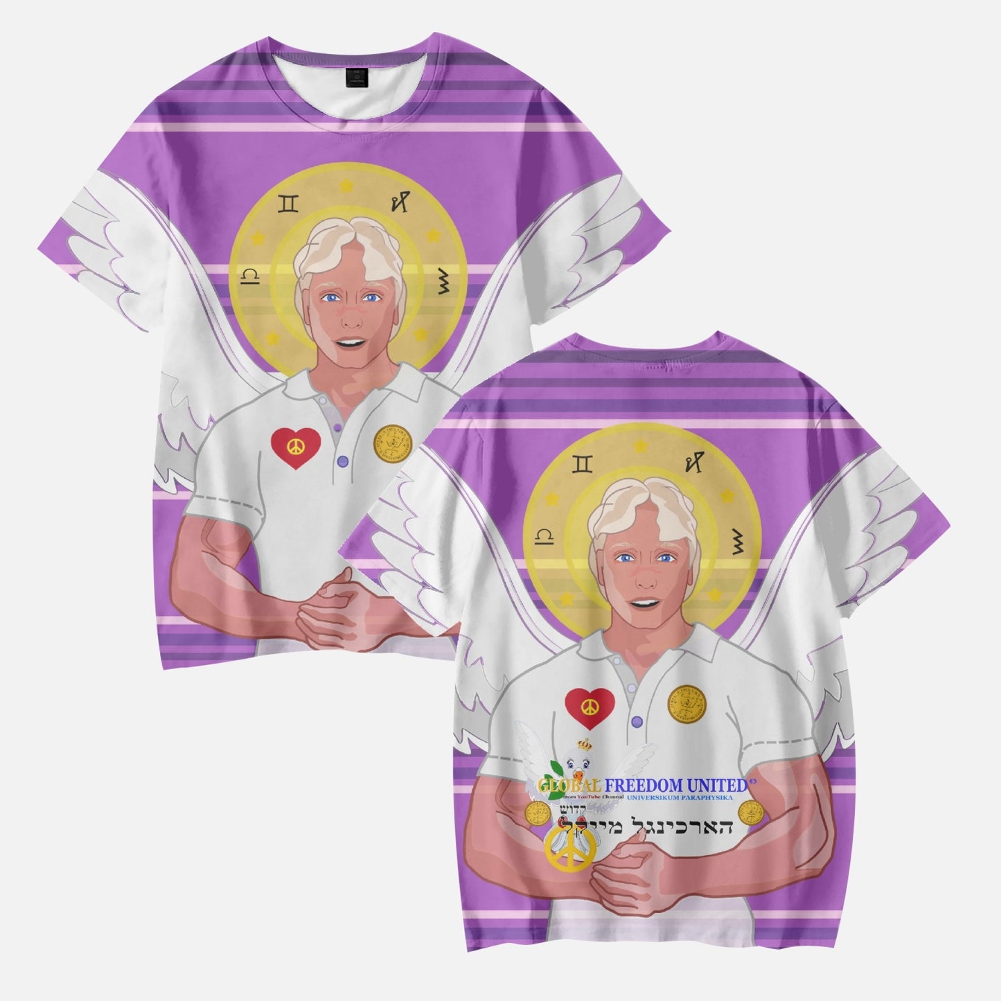 AOP Kids' Short T-Shirts FREEDOM UNITED ARCHANGEL MICHAEL HEBREW LILAC
