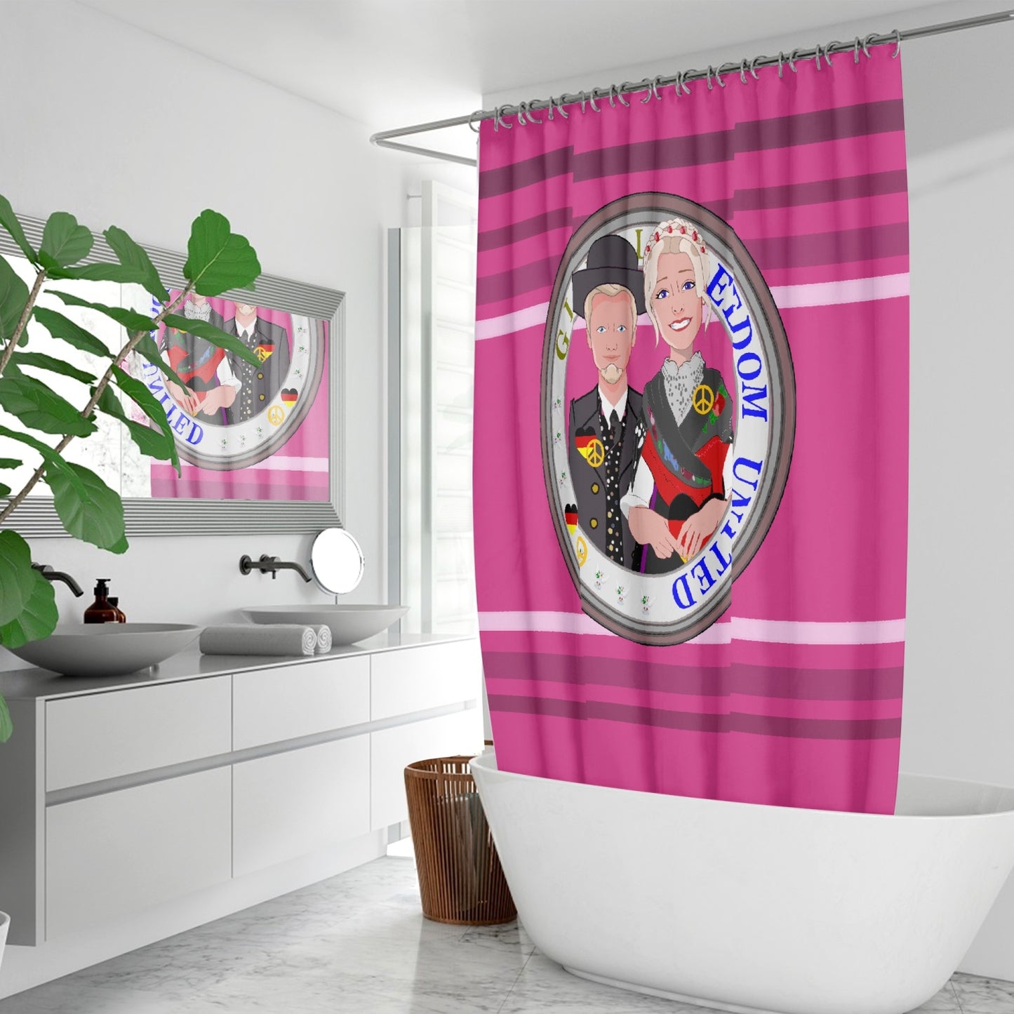 GLOBAL FREEDOM UNITED© Couple Germany V1 Pink2 - Quick-drying Shower Curtain