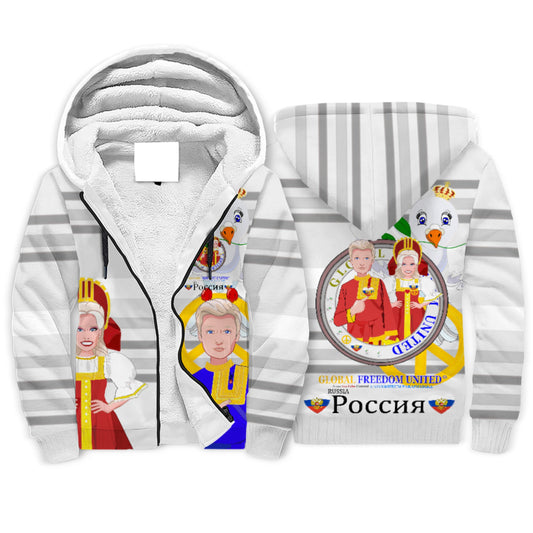 Plush Hoodie GLOBAL FREEDOM UNITED© Couple Russia Grey