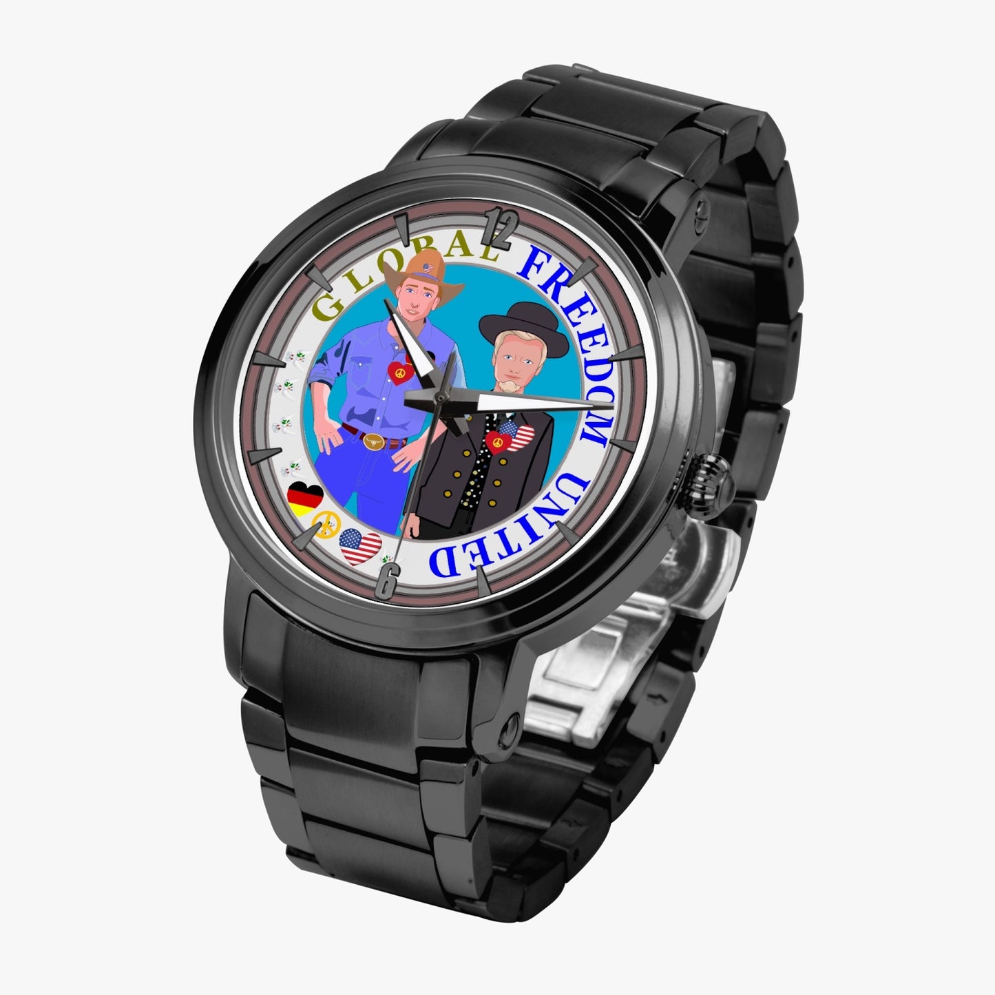 GLOBAL FREEDOM UNITED© New Steel Strap Automatic Watch (With Indicators) Men Germany & USA