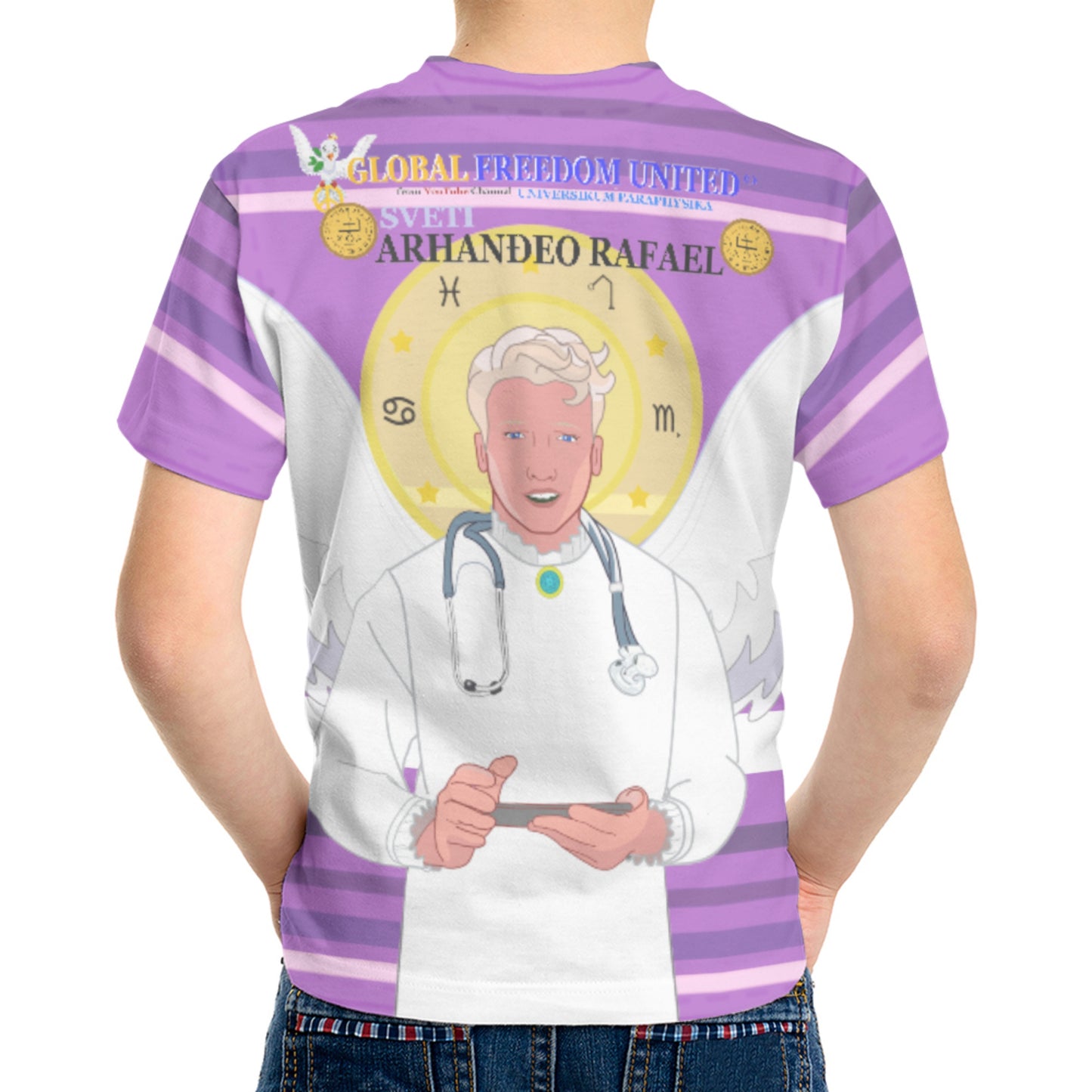 Kid´s T-shirt GLOBAL FREEDOM UNITED© Archangel Rafael Croatia Lilac