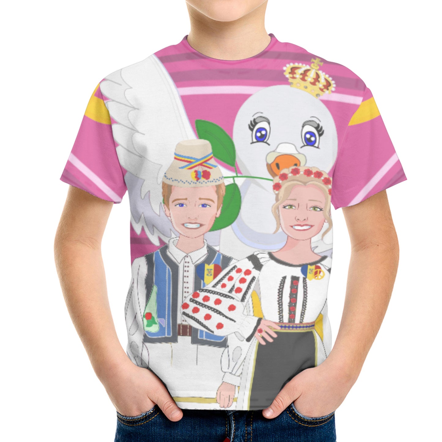 Kid´s T-shirt GLOBAL FREEDOM UNITED© Couple Romania Pink2