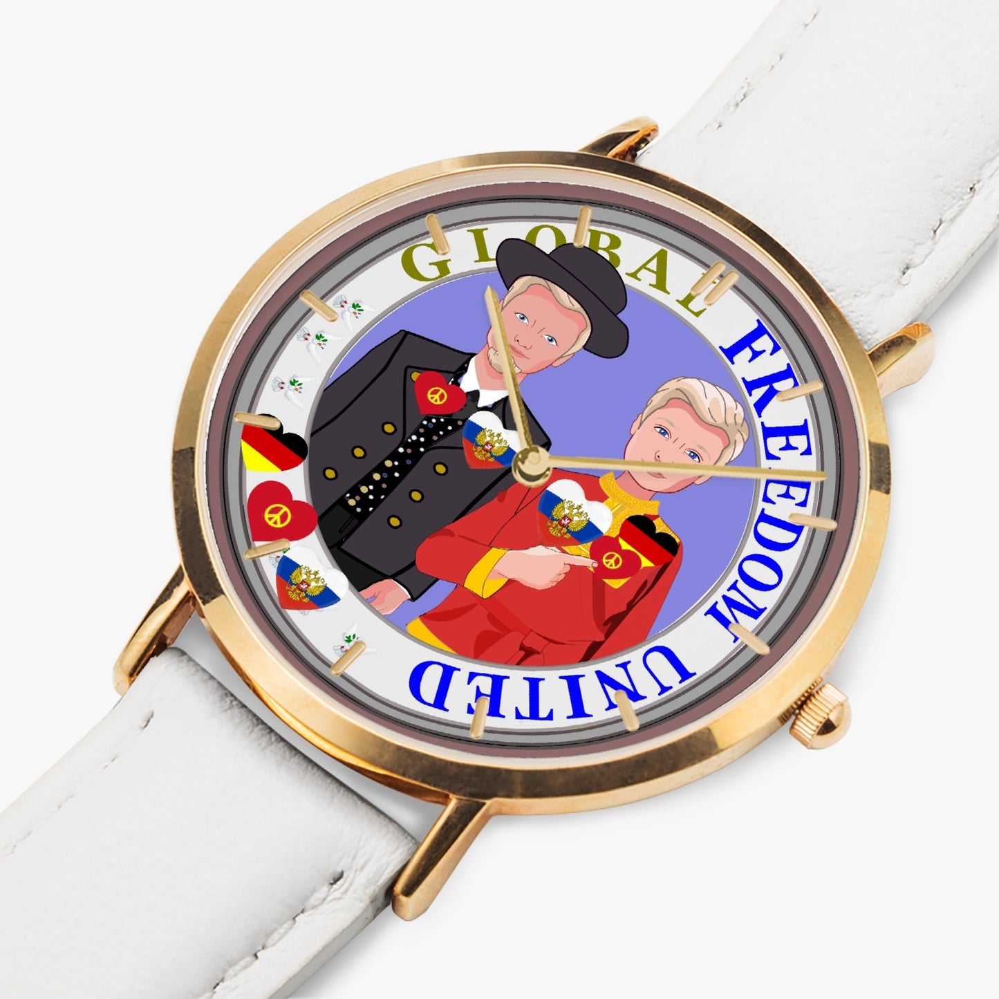 Hot Selling Ultra-Thin Leather Strap Quartz Watch (Rose Gold With Indicators) GLOBAL FREEDOM UNITED© MEN GERMANY & RUSSIA