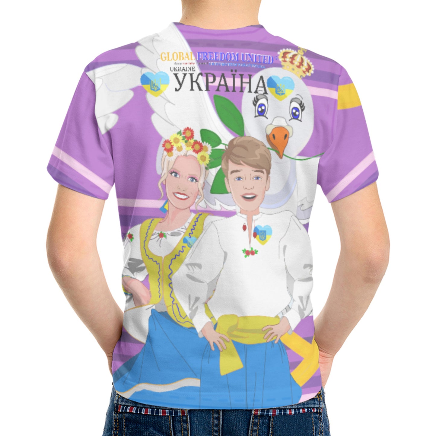 Kid´s T-shirt GLOBAL FREEDOM UNITED© Couple Ukrain Lilac