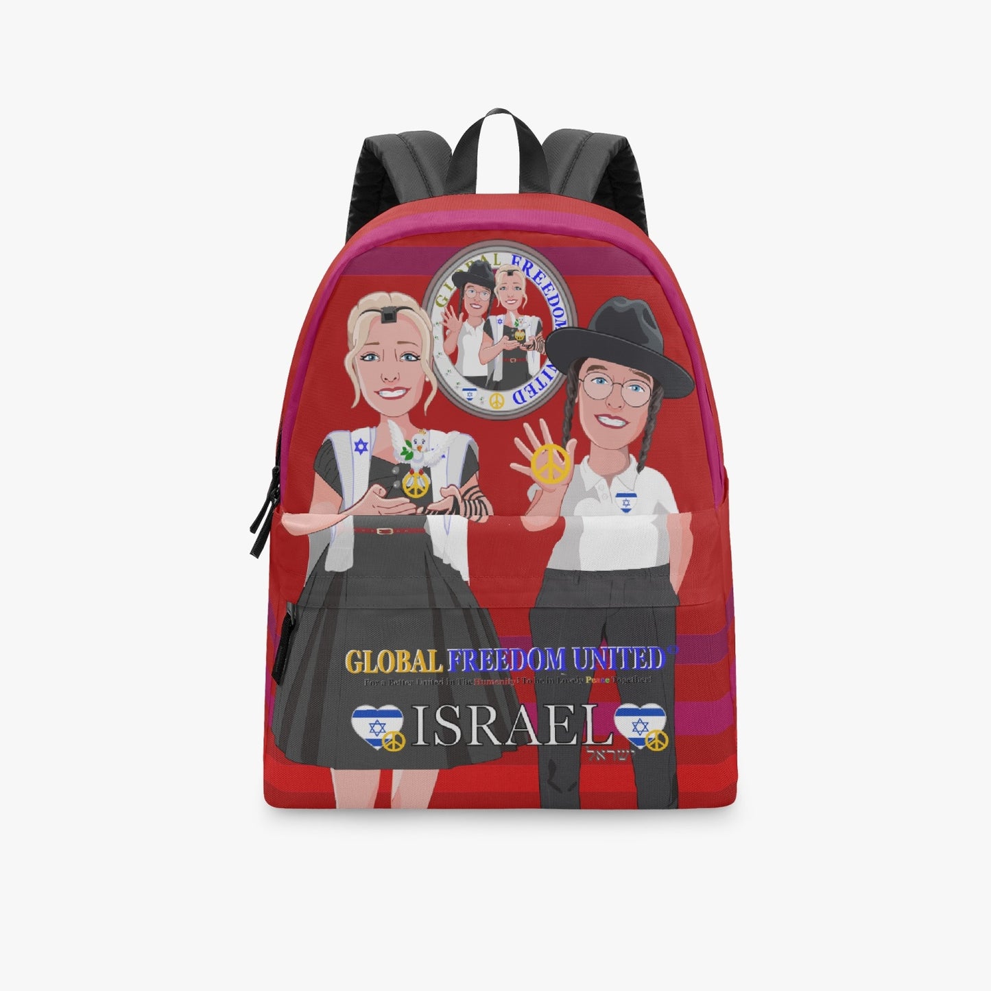 GLOBAL FREEDOM UNITED© Couple Israel Red - All-over-print Canvas Backpack